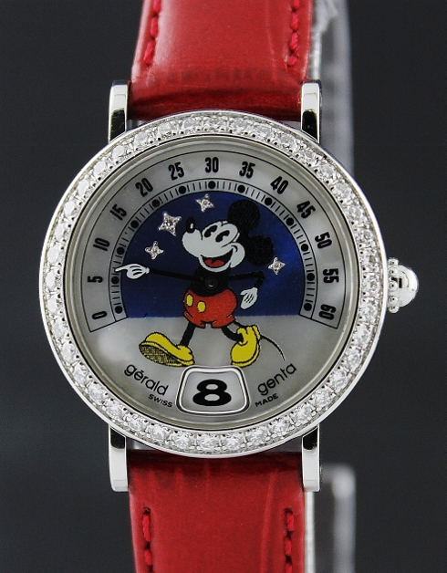 (image for) RARE FIND GERALD GENTA STAINLESS STEEL MICKEY MOUSE DIAMOND WATCH / G.3622